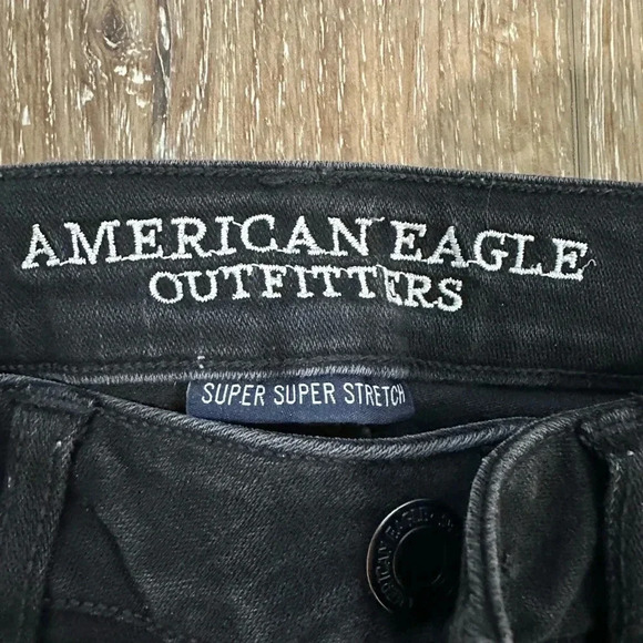 American Eagle Outfitters Super Super Stretch Black Jeggings Crop Sz 6 Long GUC - Picture 5 of 10